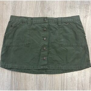 Abercrombie & Fitch Olive Green Mini Skirt Button Front Utility Pockets sz 6 Y2K